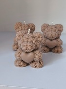 Świeca Sojowa MIŚ Z SERCEM Różany 3 szt. – Handmade Prezent