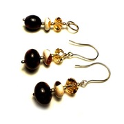 Fiolekart - Komplet, biżuteria artystyczna / bursztyn, Swarovski