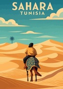 Tunezja - podróż przez Saharę - art déco plakat 40x60cm