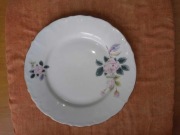 Talerz porcelanowy płaski złocony deserowy 20cm MZ Czechoslovakia róże