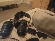 Canon rp plus dwa obiektywy, 3 baterie,ładowarka, torba i konwenter