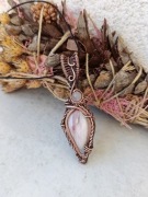 Opal Różowy Kwarc Różowy Miedź Wisior Kamienie naturalne Rękodzieło 