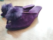 FIOLETOWE KLAPKI Z FUTERKIEM ROZMIAR 36 BUTY PANTOFLE