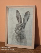 Grafika myśliwska łowiecka polowanie z psem A4. Zając szarak.