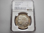 FRANCJA - 5 FRANKÓW 1850 r. CEREZ, NGC AU