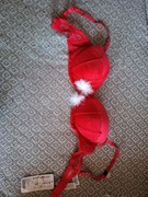 Biustonosz czerwony koronkowy ozdobny 80B