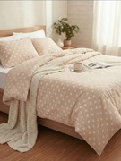 Pościel beżowa serduszka 200x220 70x80 bawełna