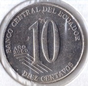 EKWADOR 10 centavos 2000, KM# 106, XF