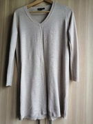 Długi cienki sweterek tunika Mango M beżowy