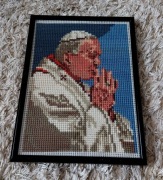 Ręcznie haftowany obrazek Jan Paweł II