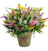 Stroik świąteczny wielkanocny dekoracja wiosenna na stół całoroczna zając