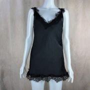 River Island Studio Czarna Satynowa Koronkowa Sukienka New EUR 36