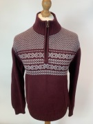 Sweter bordowy XL półgolf bawełna nordycki wzór świąteczny