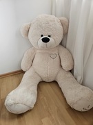 DUŻY PLUSZOWY MIŚ z napisem I LOVE YOU , PLUSZAK GIGANT 130CM SUPER MIŚ XL