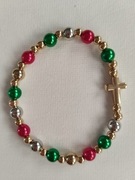 Różaniec na rękę dla dziewczynki, dziecięcy w wesji świątecznej :) 