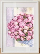 Rysunek piwonii kredki A3 | ręcznie rysowany | znajdę i Twój bukiet