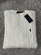 Polo Ralph Lauren sweter vintage cable knit biały basic L unisex