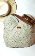 Torebka RĘKODZIEŁO Boho – Perłowy Beż, Handmade, Duża