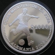 Urugwaj 1000 pesos 2003 - MŚ 2006 Niemcy - piłkarz - srebro - stan menniczy