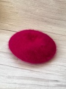 różowy fuksja beret angora moher 