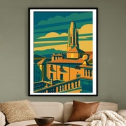 Hiszpania - Girona – katedra - poster art deco - 60x40cm 