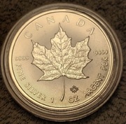KANADA liść klonu 1 uncja srebra 9999 5 dolarów z 2020 r.