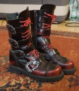 Wyjątkowe przecierane glany NAGABA z klamrami, skóra naturalna