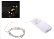 Lampki 100led drucik na baterie BIAŁA CIEPŁA