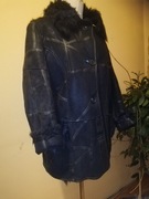 Kozuch futro L granatowy naturalny damski badz młodziezowy