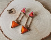 Wyjątkowe długie kolczyki neonowe wiszące trójkąty 