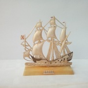 Statek okręt żaglówka bibelot model dekoracja PRL Ustka