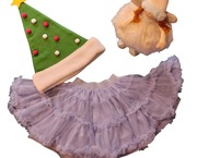 Niebieska spódniczka dziewczęca w falbanki+ Czapka Mikołaja.