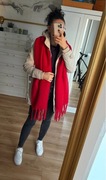 Czerwony szal szalik frędzle top Secret długi ciepły
