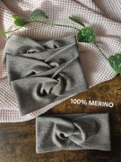 Ręcznie szyta opaska z merino, kolor taupe miękka, premium handmade