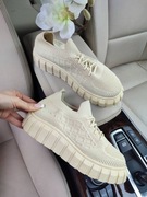 trampki beżowe mokasyny tekstylne rozmiar 39 beżowe