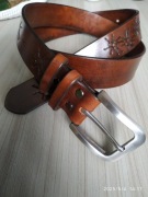 Męski pasek skórzany z kruponu bydlęcego - sprzączka stal nierdzewna 