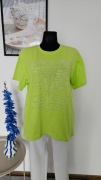 Limonowy t- shirt z błyszczącą aplikacją z przodu rozmiar XL/ XXL