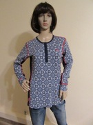 KARI TRAA damska bluzka granatowo-niebieski wzór 100% wełna merino _ XL