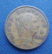 Moneta Meksyk 5 centavos 1966