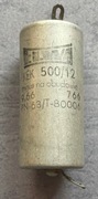 500uF 12V  KEK Kondensator elektrolit ELWA zabytek PRL