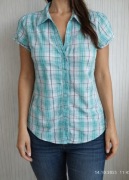 Bluzka elegancka krótki rękaw kratka amisu M 