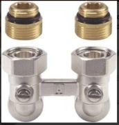 DIAMOND Zawór podwójny, kątowy dolny, 2-rur. z odcięciem 1/2" x 3/4"