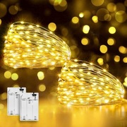 2 Zestawy 5m 50 lampek LED na baterie wodoodporne światełka do oświetlenia