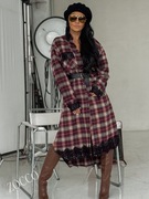 ZOCCO miękka,  czesana bawełniana sukienka koszula wykończenia z koronki