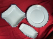 Zestaw 3 porcelanowych talerz patera półmisek GIESCHE