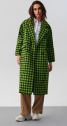 Płaszcz prosty zielona pepitka Sinsay