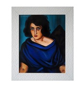 Tamara Łempicka, "Portret młodej kobiety w niebieskiej sukni", obraz olej,