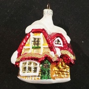 Bombki choinkowe DOMKEK 1 szt.  szklane ozdoby na choinkę  kształtki retro