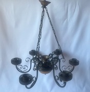 ŻYRANDOL PIĘCIORAMIENNY MATALOWY PRL vintage retro LATA 70 80 