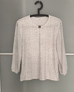 Biała elegancka Bluzka damska z delikatnym wzorem - rozmiar L